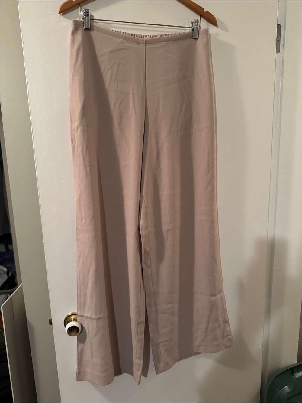 Babaton Wide-Leg crepe Trousers in a light tan